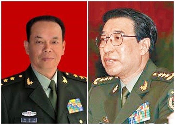 现在军中类似徐才厚(右)、杨金山(左)的定时炸弹，未必是少数。