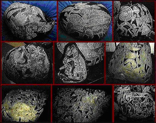 ICA博物馆的石头上刻着许多恐龙与人类生活在一起的图案（图片提供：Dr. Don Patton）