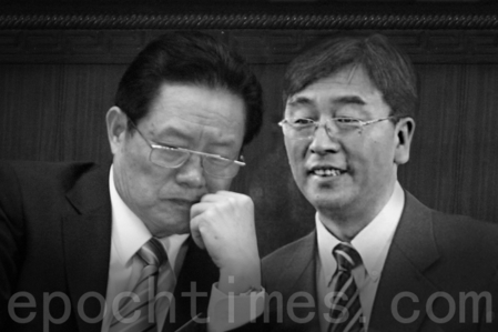 周永康与中共北京市国安局前局长梁克（右）。（合成图片）