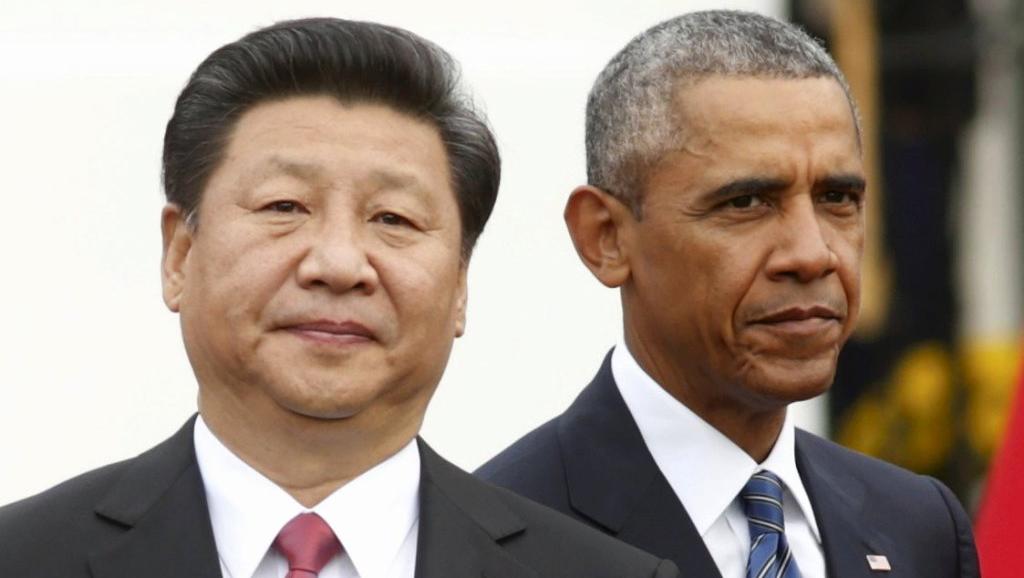 美国总统奥巴马与中共国家主席习近平在白宫欢迎仪式上（网络图片）