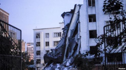 中国广西柳城县连环爆炸案中一栋被炸大楼.(2015年9月30号)