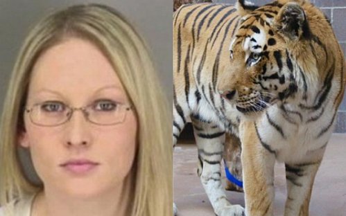 美国一名“喝醉了”的女子杰奎琳•艾德（Jacqueline Eide）试图触摸一只宠物老虎时，手部被老虎严重咬伤。（图片来源：警方图片）