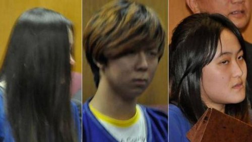 3名主犯翟芸瑶(右)、章鑫磊（中）和杨玉菡（左）被美国法院判处入狱监禁6至13年。（合成图片）