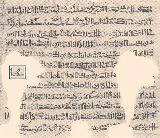 古埃及月历文献:框起来的字是守护神荷鲁斯(Horus)