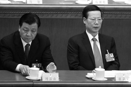 刘云山（左）和张高丽家族财富被曝过亿，位居中共现任常委前二名。（图片来源：Getty Images）