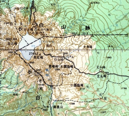 长白山天池附近地形图（1971年）（网络图片）