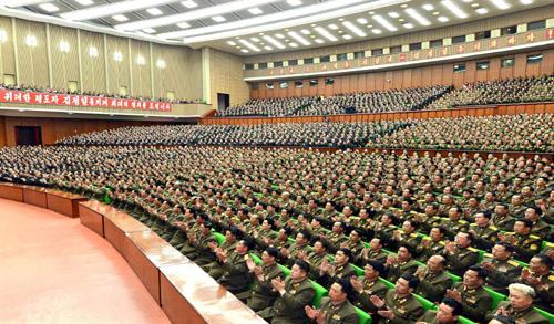 北韩军方集会活动档案照片。图取自北韩劳动新闻