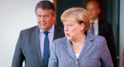 德國總理梅克爾昨日出席柏林附近的發表會，並表示難民並沒有給德國帶來恐怖主義。（美聯社）