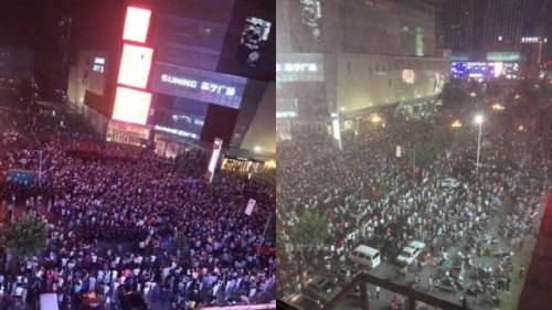 江苏连云港连续三天上万民众抗议（网路图片）