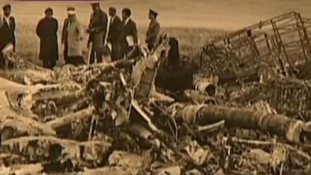 前中共副主席林彪所乘飞机坠毁蒙古后的残骸