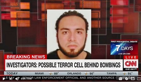 纽约警方正在搜捕与曼哈顿爆炸案有关的28岁嫌犯拉哈米(Ahmad Khan Rahami)。拉哈米为阿富汗裔，已归化为美国公民。（youtube视频截图）