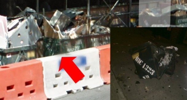 图中疑为发生爆炸的铁皮垃圾箱。（互联网图片）