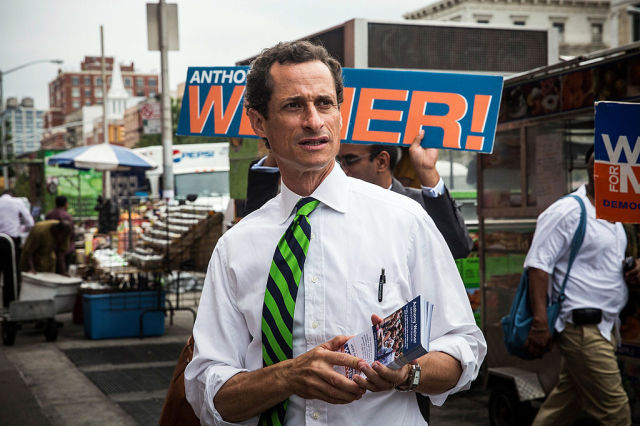Anthony Weiner Campaigns In Harlem On NYC Mayoral Primary Day