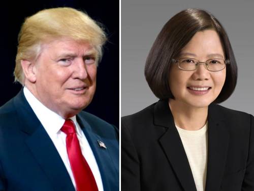 美国当选总统唐纳德．川普（Donald Trump）与中华民国总统蔡英文（Tsai Ing-wen）。（图片来源：维基百科）